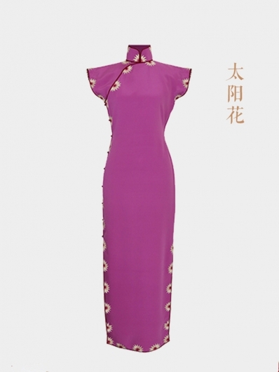 太阳花紫色旗袍
